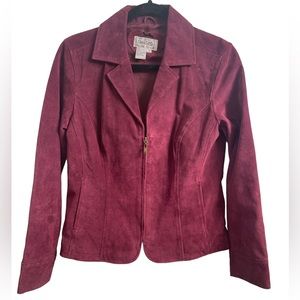 Live‎ A Little Nordstrom Dark Mauve Jacket 100% Leather Collared Sz M Suede